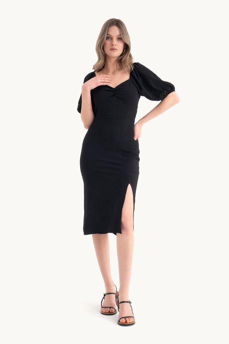 Sweetheart Neck Midi Dress with a Side Slit - Image 3