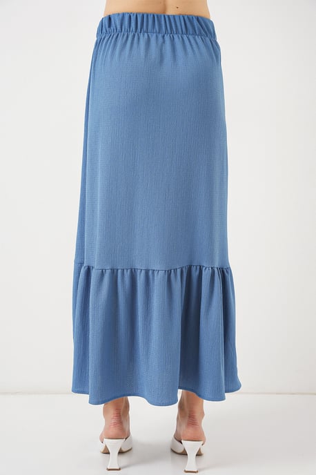 Texturerad Maxi Stickad Kjol med Elastisk Midja - Image 6