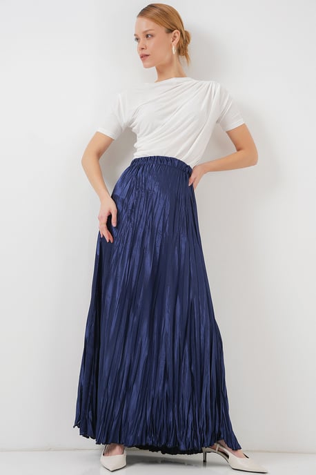 Getextureerde Maxi Rok met Elastische Taille - Image 3