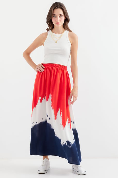 Gradient Maxi Skirt with Elastic Waist - Image 1