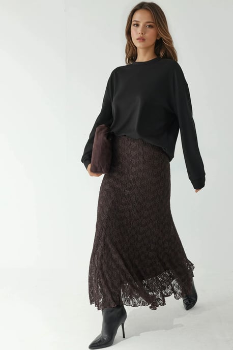 Hoge Taille Kanten Maxi Rok - Image 1