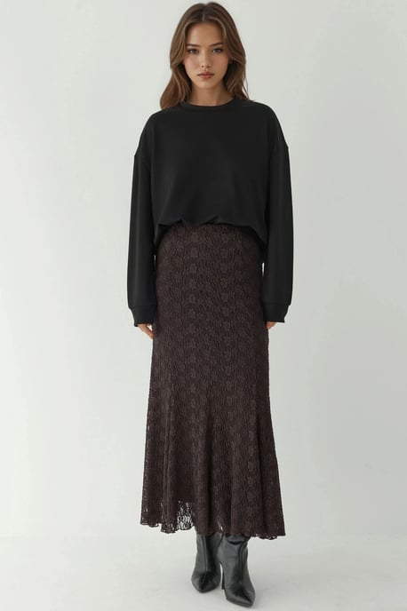 Hoge Taille Kanten Maxi Rok - Image 2