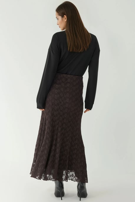 Hoge Taille Kanten Maxi Rok - Image 3
