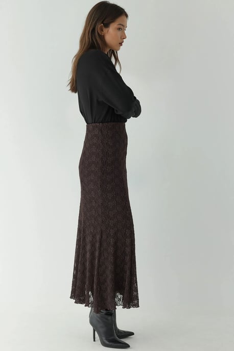 Hoge Taille Kanten Maxi Rok - Image 4