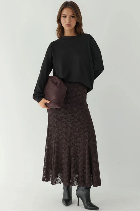 Hoge Taille Kanten Maxi Rok - Image 5