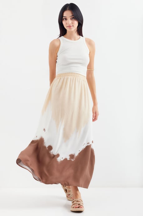 Gradient Maxi Skirt with Elastic Waist - Image 1