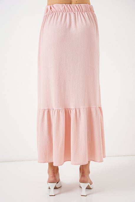 Texturerad Maxi Stickad Kjol med Elastisk Midja - Image 6