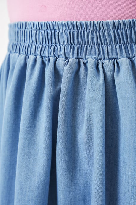 Högmidjad A-linjeformad denim maxi kjol - Image 4