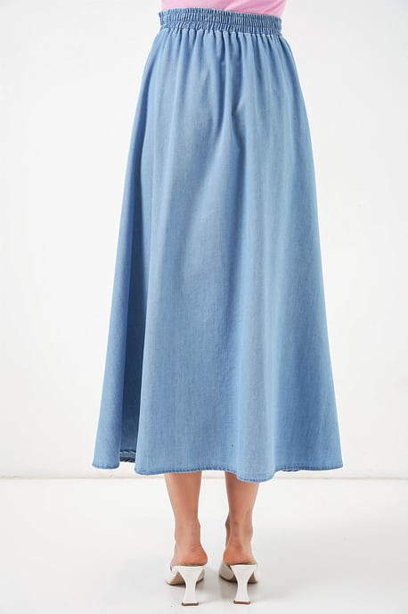 Högmidjad A-linjeformad denim maxi kjol - Image 5