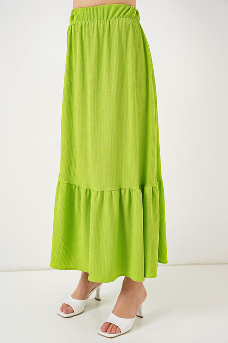 Texturerad Maxi Stickad Kjol med Elastisk Midja - Image 2