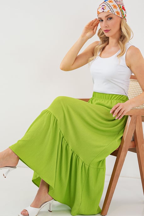 Texturerad Maxi Stickad Kjol med Elastisk Midja - Image 3