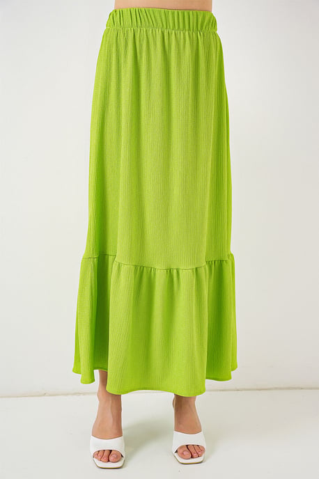 Texturerad Maxi Stickad Kjol med Elastisk Midja - Image 4
