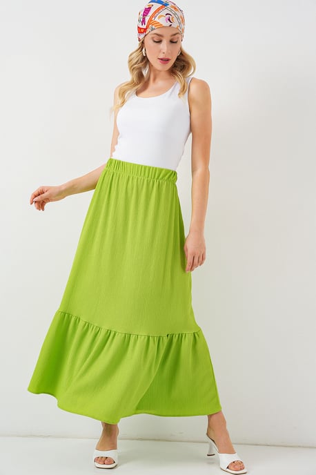 Texturerad Maxi Stickad Kjol med Elastisk Midja - Image 5