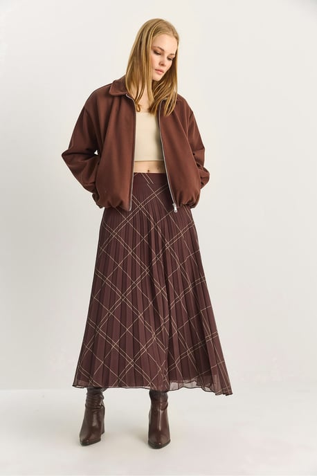 Hoogwaardige Geruite Maxi Rok - Image 4