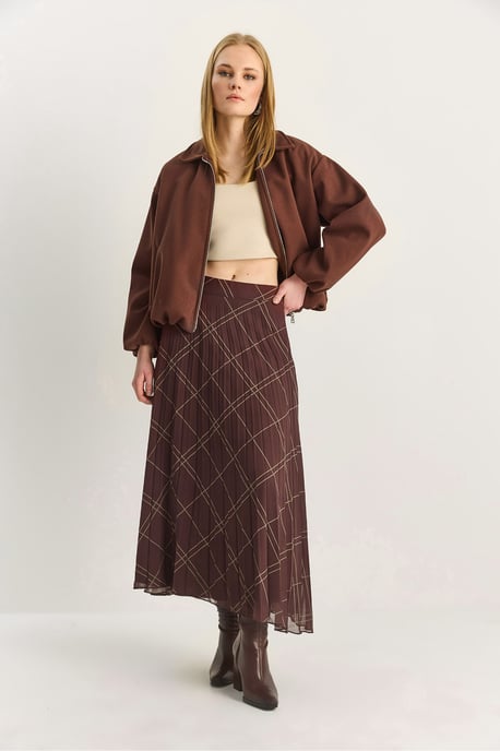 Hoogwaardige Geruite Maxi Rok - Image 5