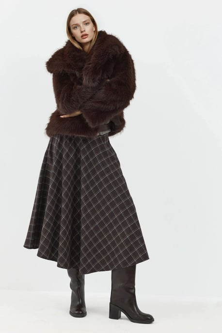 Plaid Maxi Skirt with A-Form Fit - Image 2