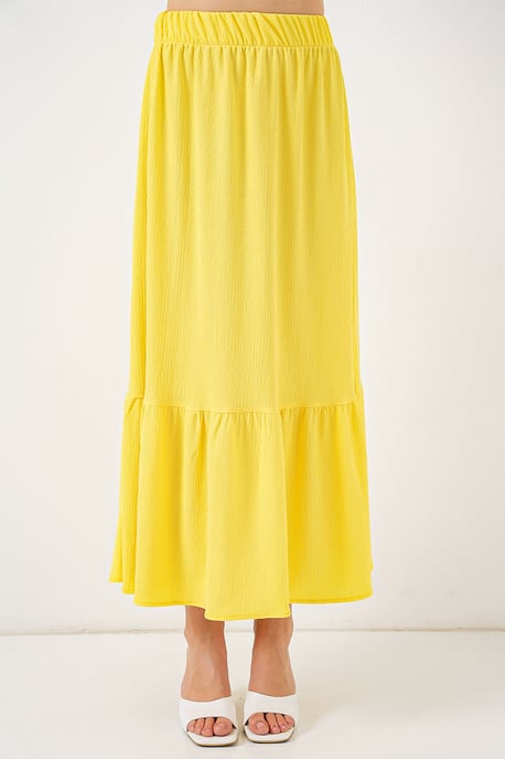Texturerad Maxi Stickad Kjol med Elastisk Midja - Image 4