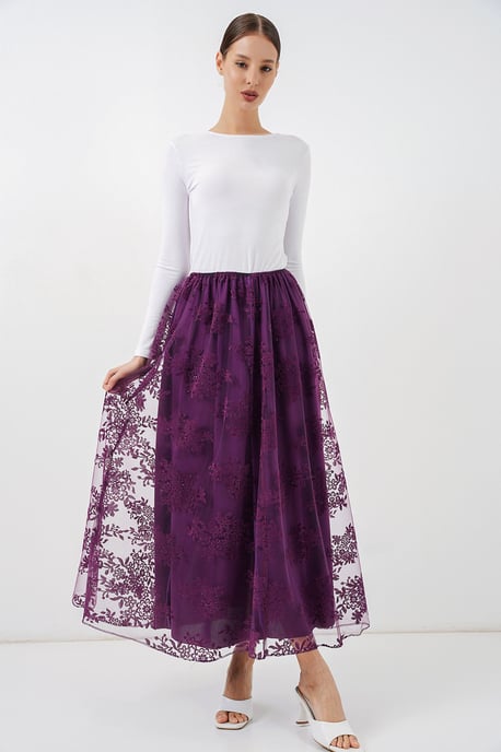 Floral High Waist Maxi Skirt - Image 1