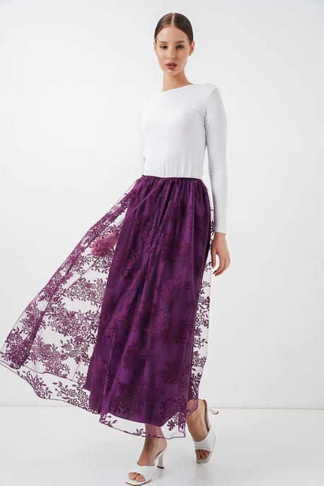 Floral High Waist Maxi Skirt - Image 5