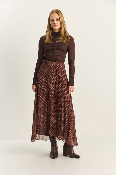 Högmidjad Maxi Chiffon Randig Kjol - Image 2