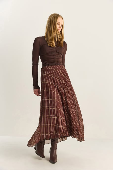 Högmidjad Maxi Chiffon Randig Kjol - Image 3