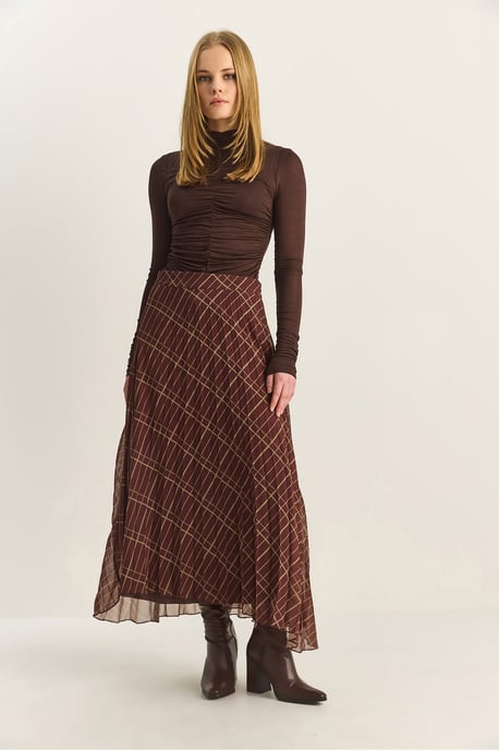 Högmidjad Maxi Chiffon Randig Kjol - Image 4