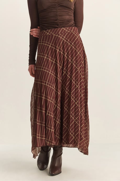 Högmidjad Maxi Chiffon Randig Kjol - Image 5