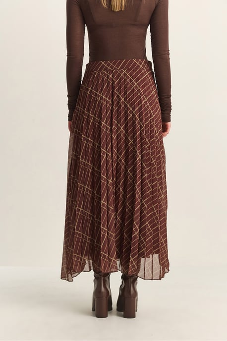 Högmidjad Maxi Chiffon Randig Kjol - Image 6
