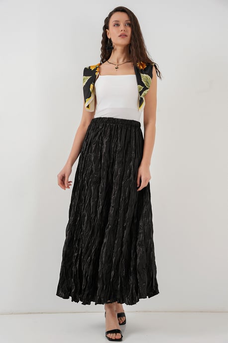 Gestructureerde Maxi Rok met Elastische Taille - Image 3