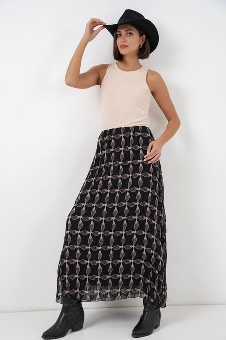 Hoge Taille Geometrische Print Maxi Rok - Image 1