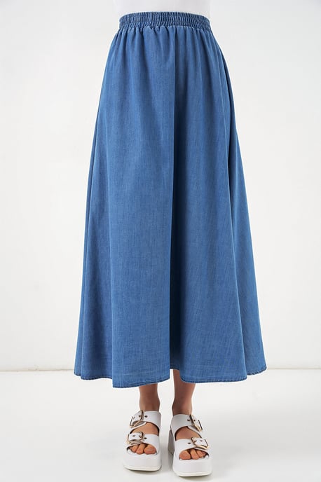 Hög midja A-linjeformad denimmaxikjol - Image 4