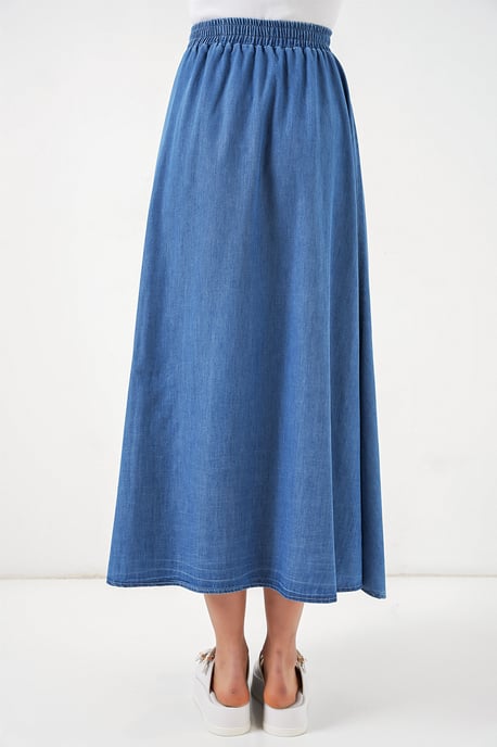 Hög midja A-linjeformad denimmaxikjol - Image 6