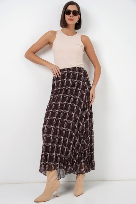 Hoge Taille Geometrische Print Maxi Rok - Image 4