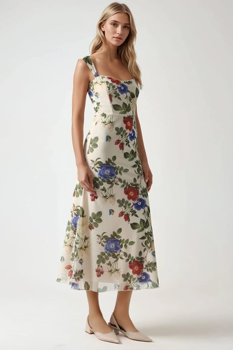 Geprinte Maxi-jurk met Hartkraag - Image 4