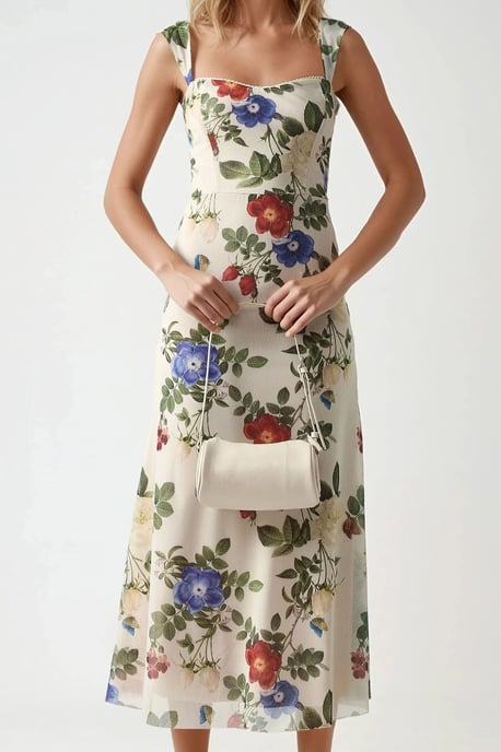 Geprinte Maxi-jurk met Hartkraag - Image 5