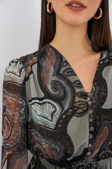 V-hals Midi-jurk met knoopsluiting - Image 5