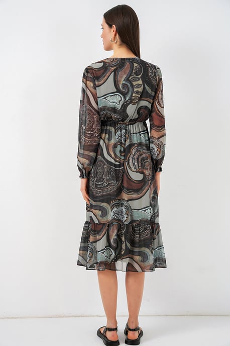 V-hals Midi-jurk met knoopsluiting - Image 6