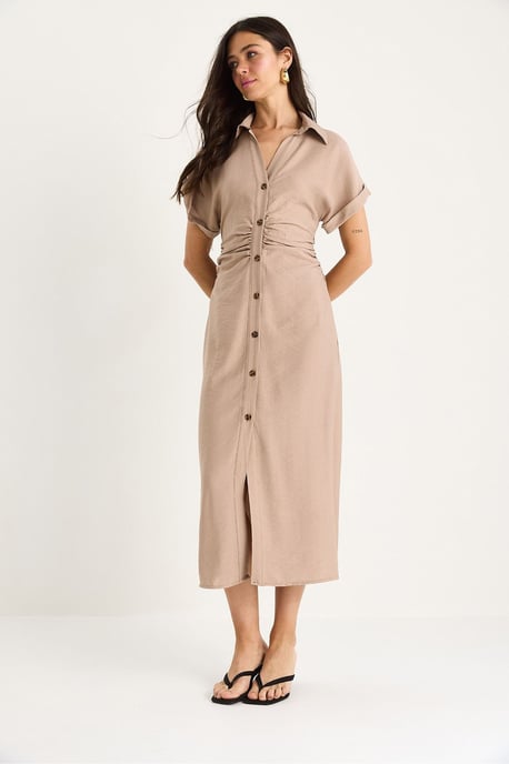 V-hals Midi-jurk met knoopsluiting - Image 2