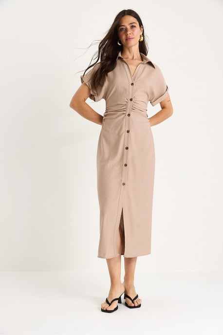 V-hals Midi-jurk met knoopsluiting - Image 3