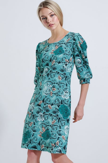 Geborduurde Bloemen Midi Jurk met Driekwart Mouwen - Image 2