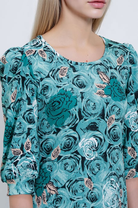Geborduurde Bloemen Midi Jurk met Driekwart Mouwen - Image 4