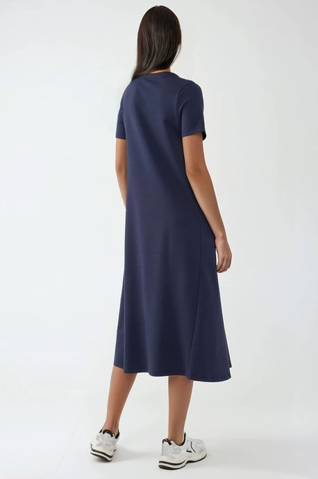 Crew Neck Korte Mouwen Basis Midi Jurk - Image 4