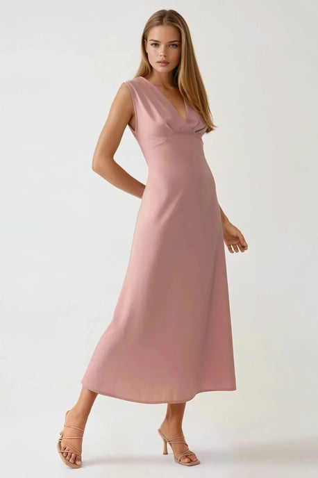 V-hals Zachte Touch Midi-jurk - Image 2