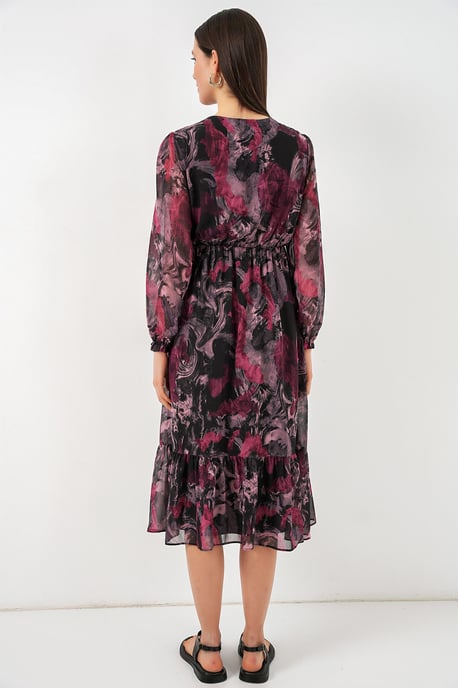 V-Neck Midi Dress with Button Closure - Image 5