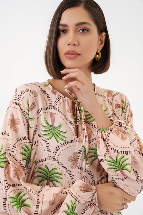 Tropical Printed Maxi Dress with Button Closure - Image 4