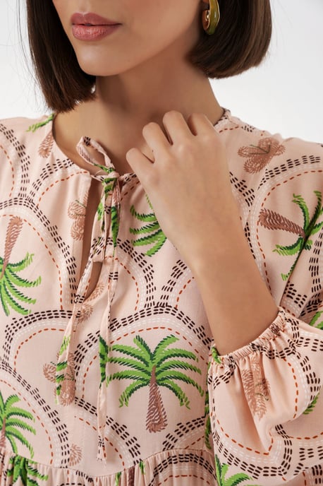 Tropical Printed Maxi Dress with Button Closure - Image 5