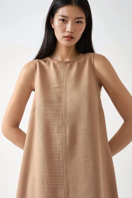 Linnenachtig Mouwloos Crew Neck Midi-jurk - Image 6