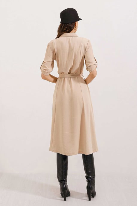 Textured Midi-jurk met Strik - Image 4