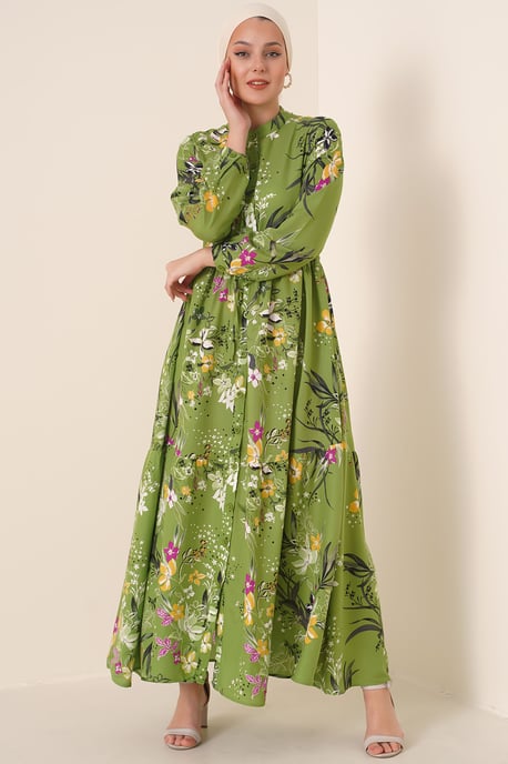 Maxi-jurk met patroon en knoopsluiting - Image 2