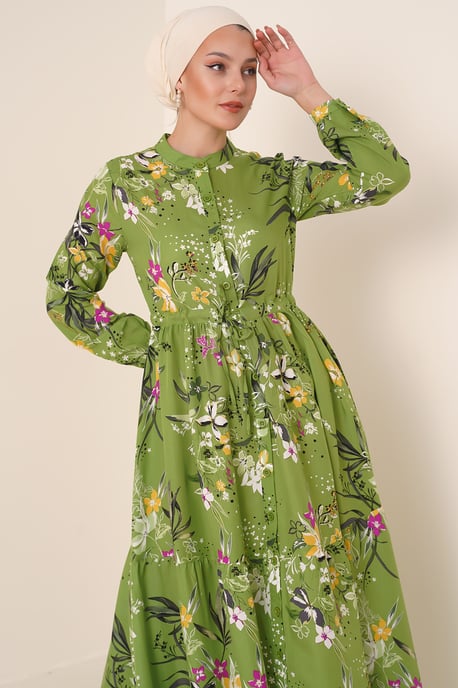 Maxi-jurk met patroon en knoopsluiting - Image 3